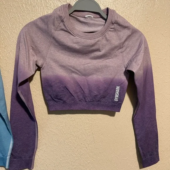 Two!! Gymshark Adapt Ombre Seamless Long Sleeve Crop Tops TWO Size Small XSmall - Picture 6 of 6